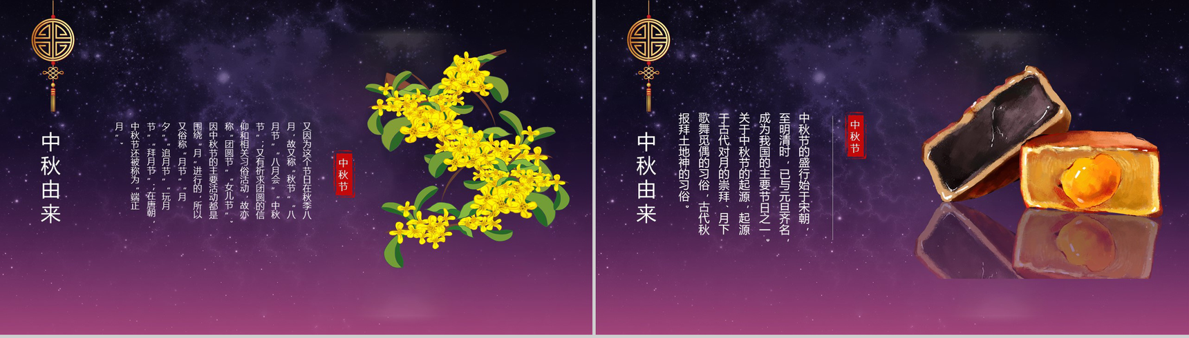 紫色唯美中国风中秋节传统节日简介PPT模板-4