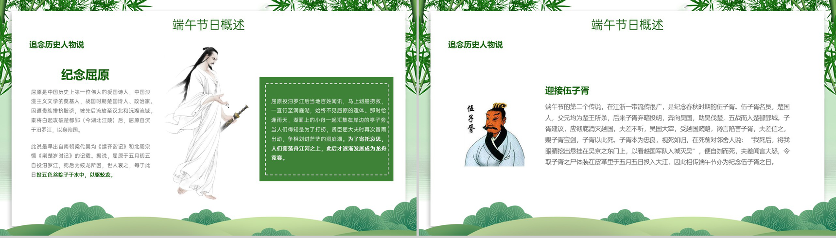 绿色卡通风端午节节日习俗相关介绍PPT模板-4