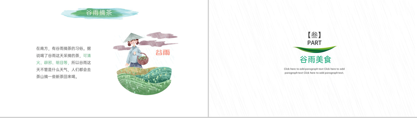 绿色小清新风二十四节气谷雨介绍主题班会PPT模板-9