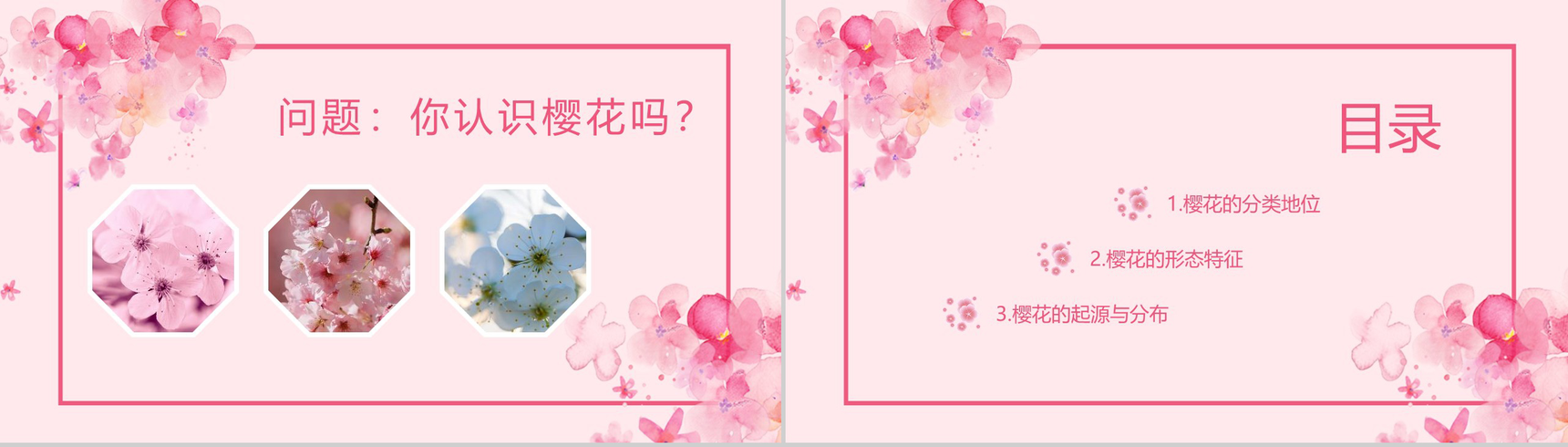 粉色唯美清新浪漫樱花节PPT模板-2