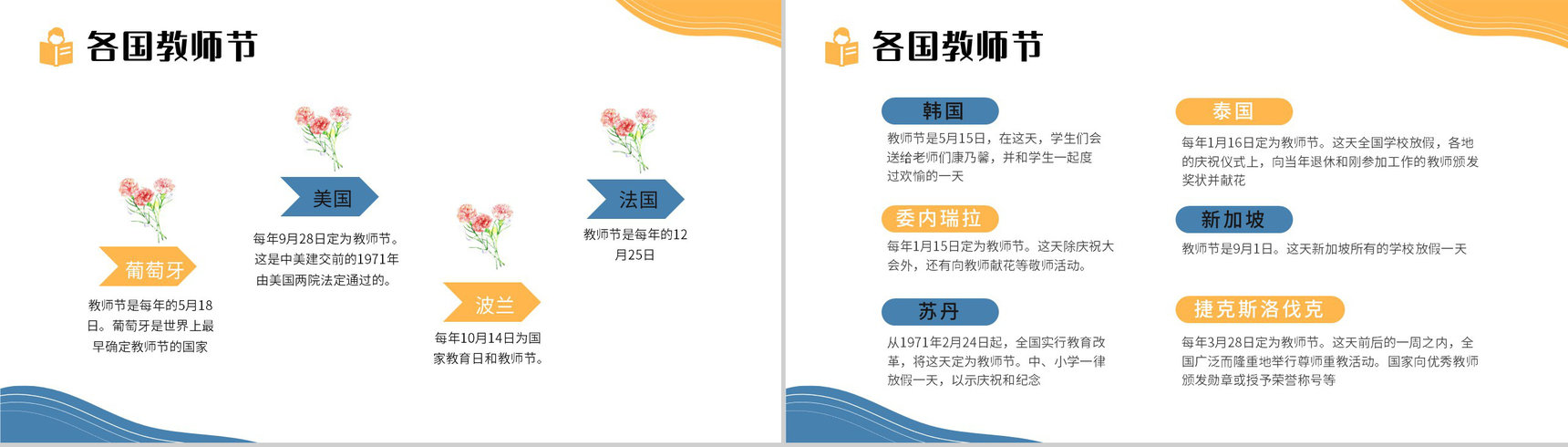 手绘蓝黄色教师节快乐祝福老师班会PPT模板-11