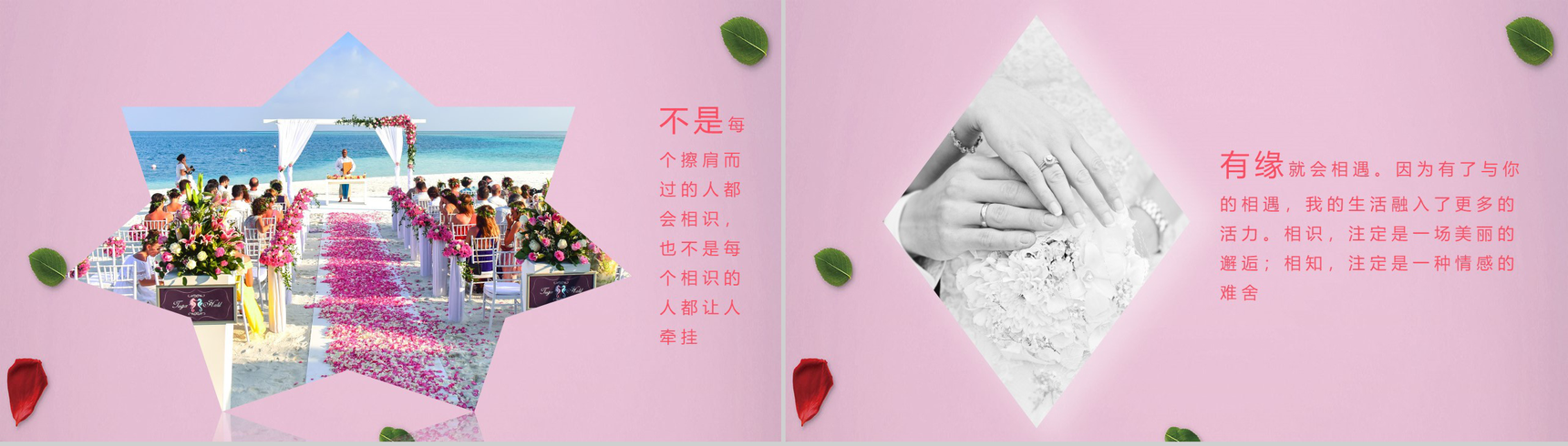 粉色玫瑰浪漫七夕节婚礼求婚表白PPT模板-10
