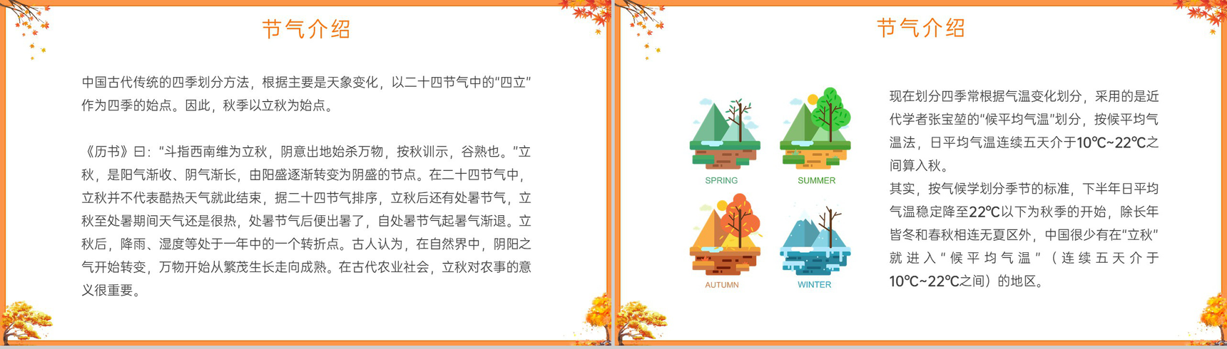 橙色卡通风凉在早晚二十四节气立秋习俗介绍PPT模板-4