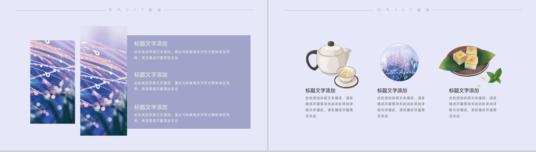 紫色简约清新大气二十四节气寒露习俗及美食专题介绍PPT模板-3
