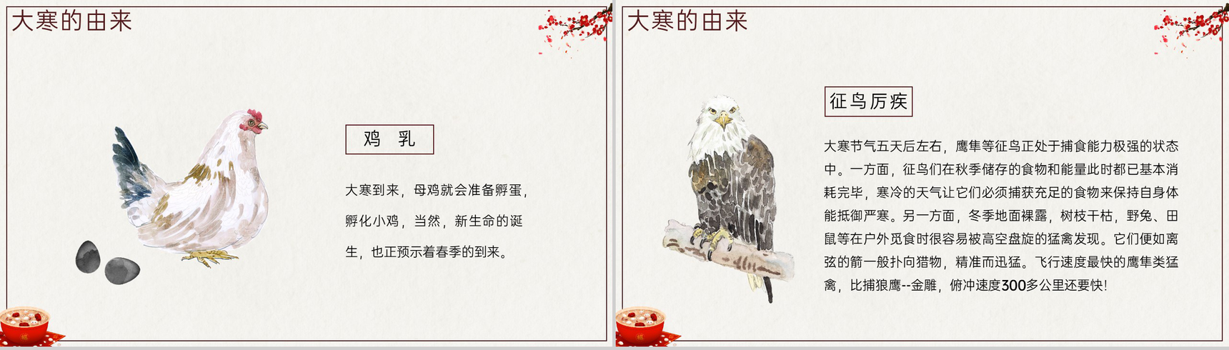 米棕中国风传统节日大寒节气主题介绍PPT模板-4