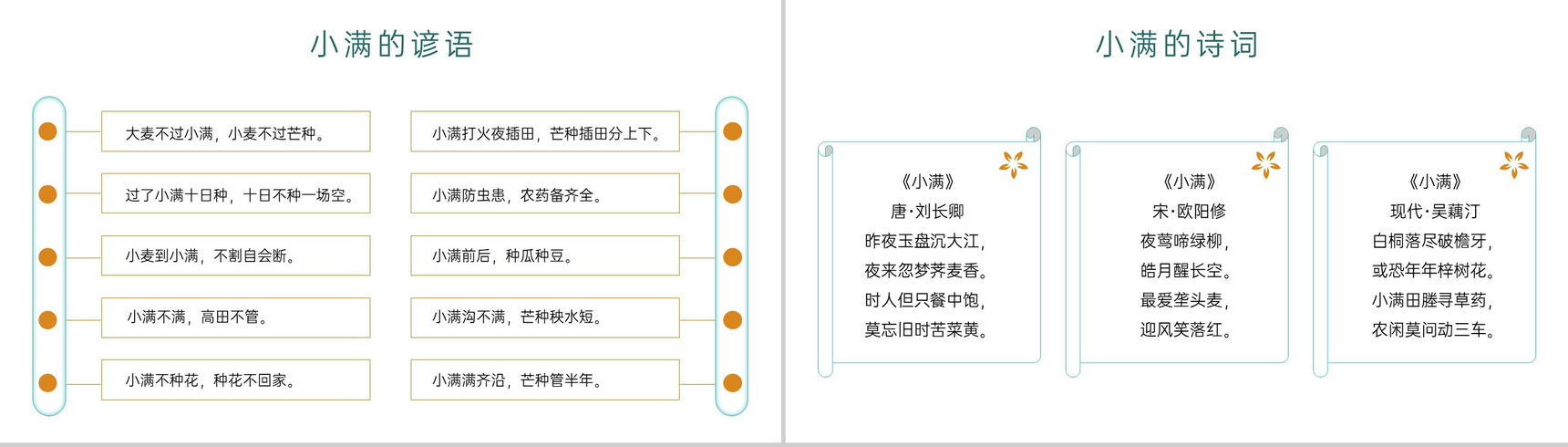 黄绿简约风二十四节气之小满介绍主题班会PPT模板-10