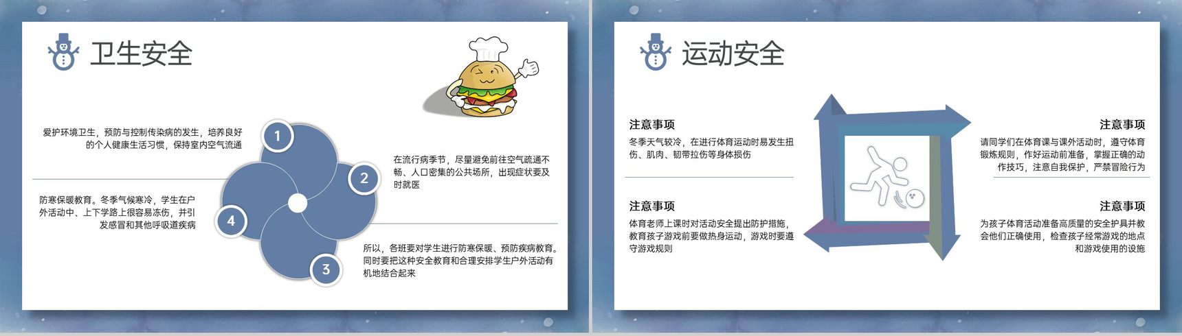 蓝灰可爱卡通风冬季安全教育主题班会PPT模板-6
