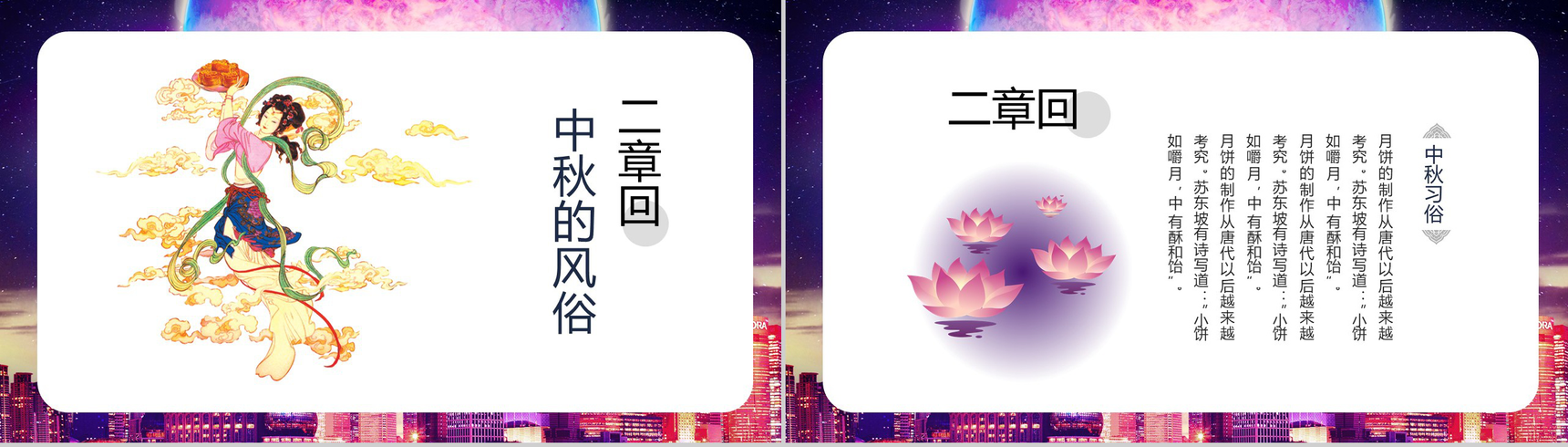 城市建筑背景中秋节传统习俗文化简介PPT模板-5