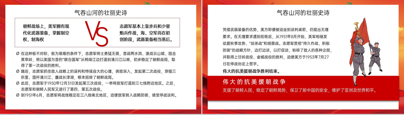 红色扁平化纪念中国人民志愿军抗美援朝党课教育PPT模板-4
