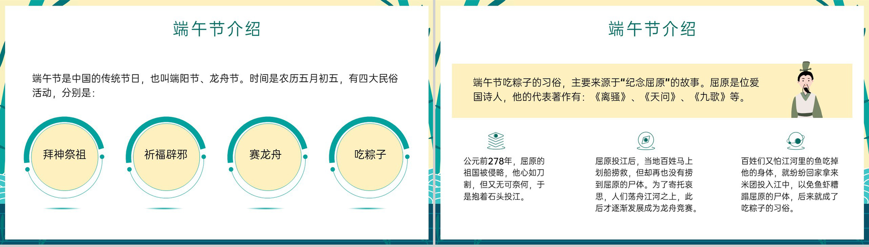 黄绿卡通风端午节假期外出安全教育主题班会PPT模板-3