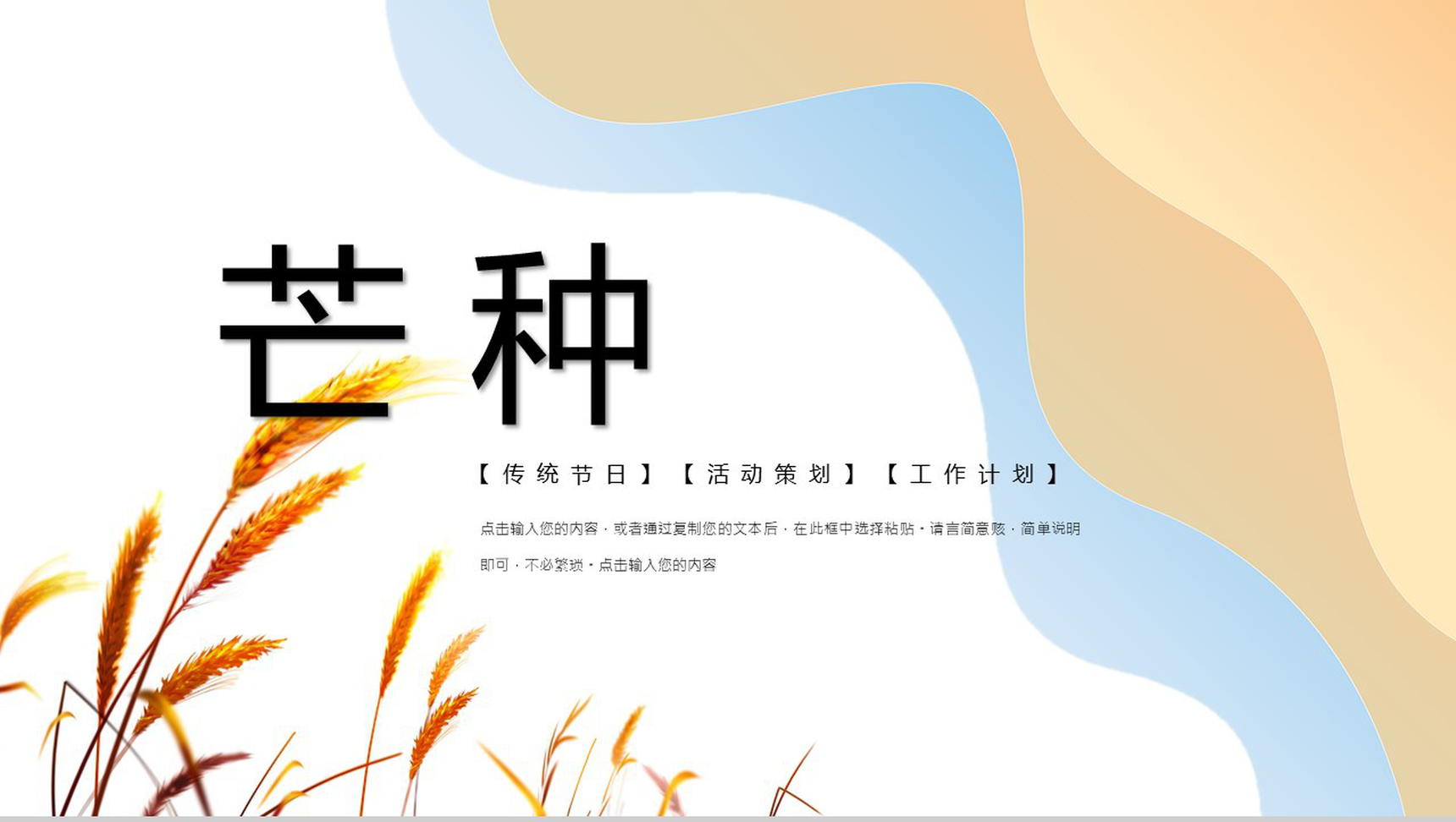 中国传统习俗芒种由来介绍PPT模板