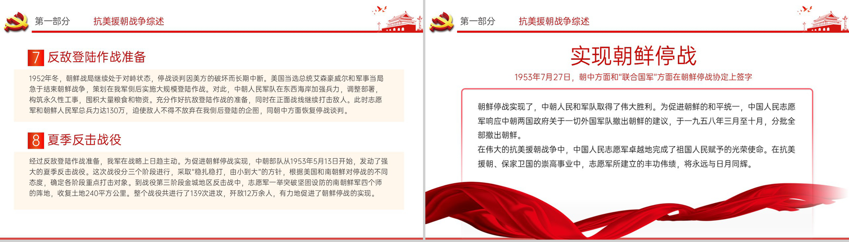 白色简约中国精神系列抗美援朝专题教育PPT模板-10