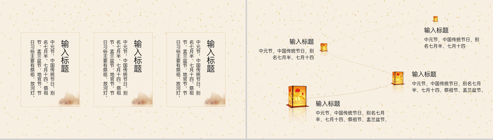 黄色中国风传统节日中元节习俗介绍活动策划方案PPT模板-5