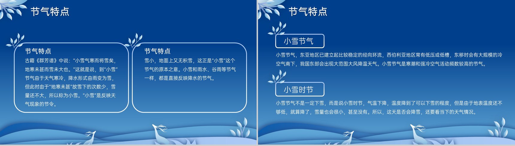 蓝色小清新风传统节气之小雪节气习俗介绍PPT模板-4
