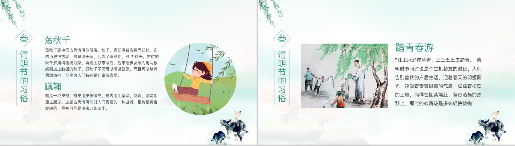 绿色小清新中国风传统节日清明节介绍PPT模板-5