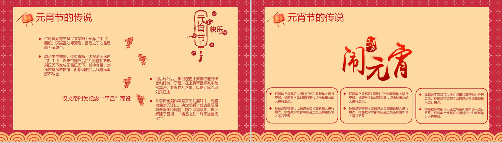 喜庆中国风元宵节快乐元宵节由来习俗介绍PPT模板-6