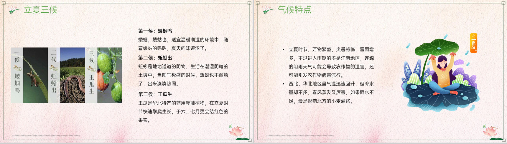 粉色清新淡雅水彩风二十四节气之立夏简介宣传PPT模板-4