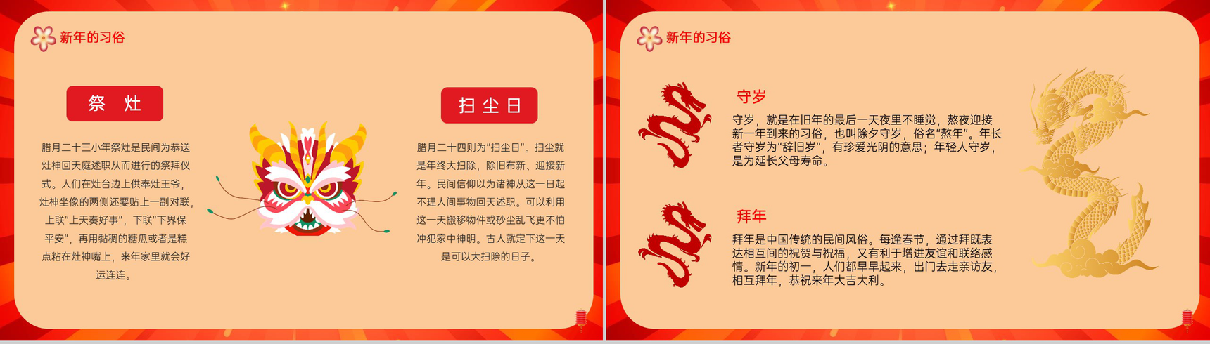 红色中国风龙年大吉春节节日介绍PPT模板-6
