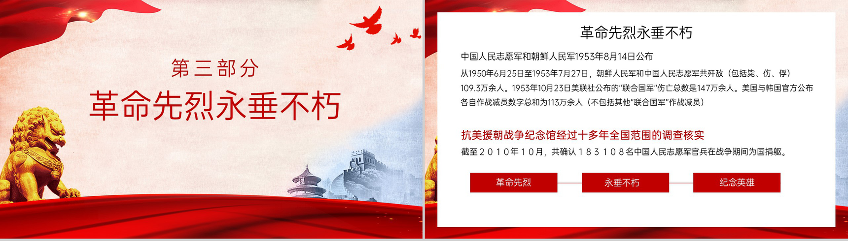 红色简约保家卫国抗美援朝纪念日主题活动宣传介绍PPT模板-7