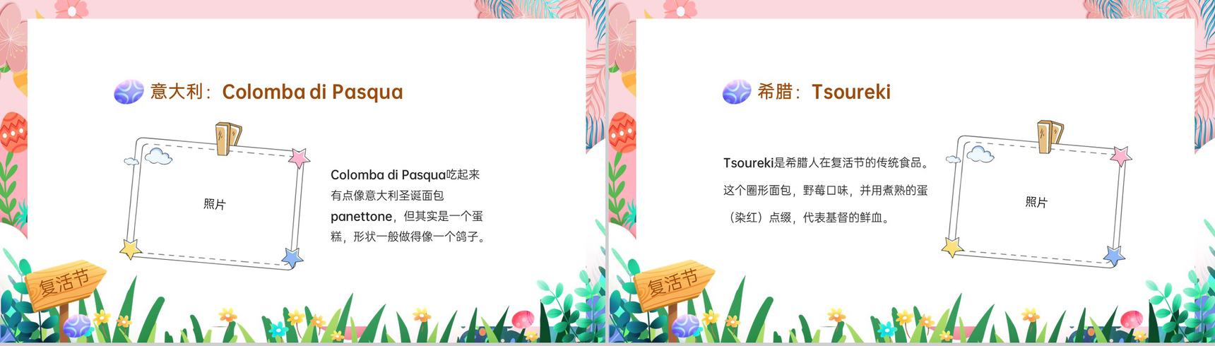 粉色卡通风复活节节日介绍主题班会PPT模板-12