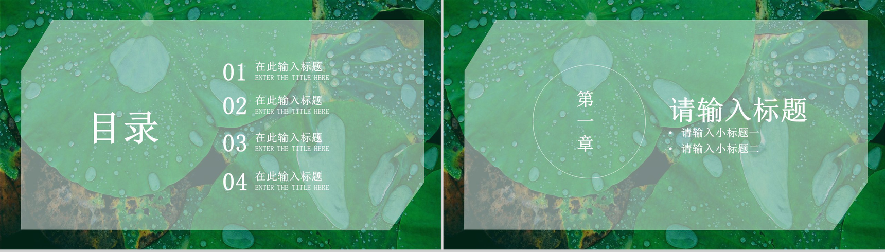 绿色荷叶大暑节气PPT模板-2