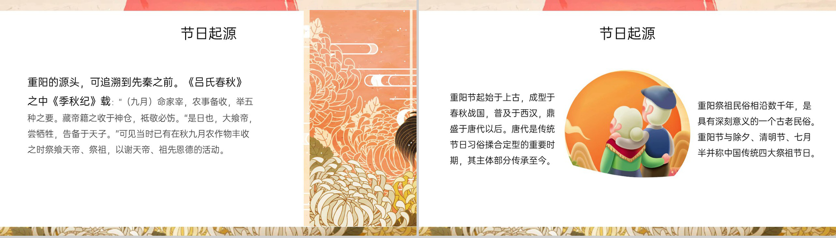 棕色中国风九九重阳节教育主题班会重阳节介绍PPT模板-3