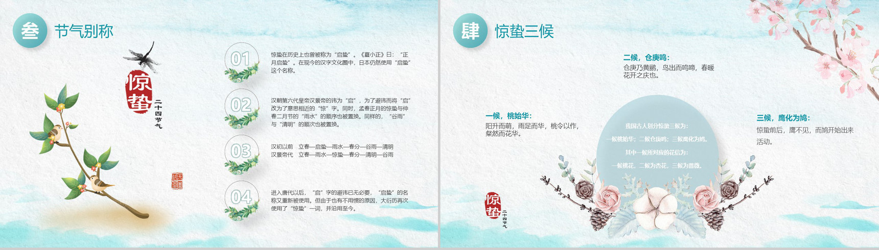 中国风惊蛰班会传统节气知识普及PPT模板-4