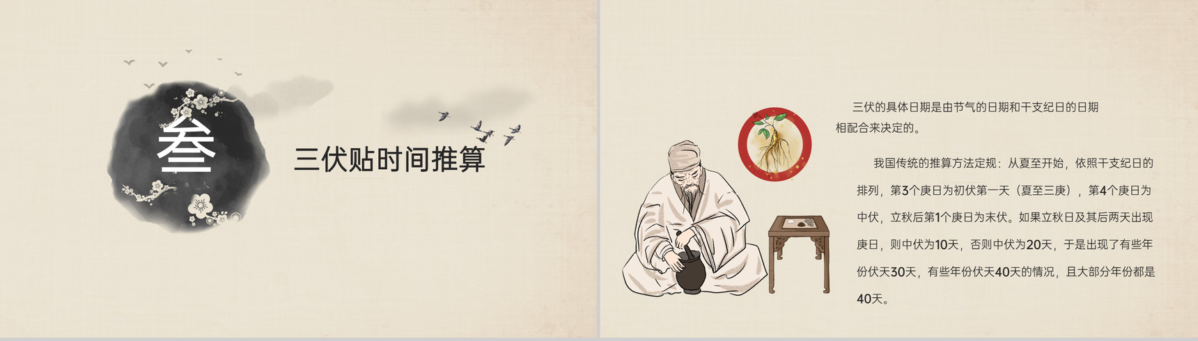 棕色中国风三伏天三伏贴介绍使用注意事项PPT模板-7