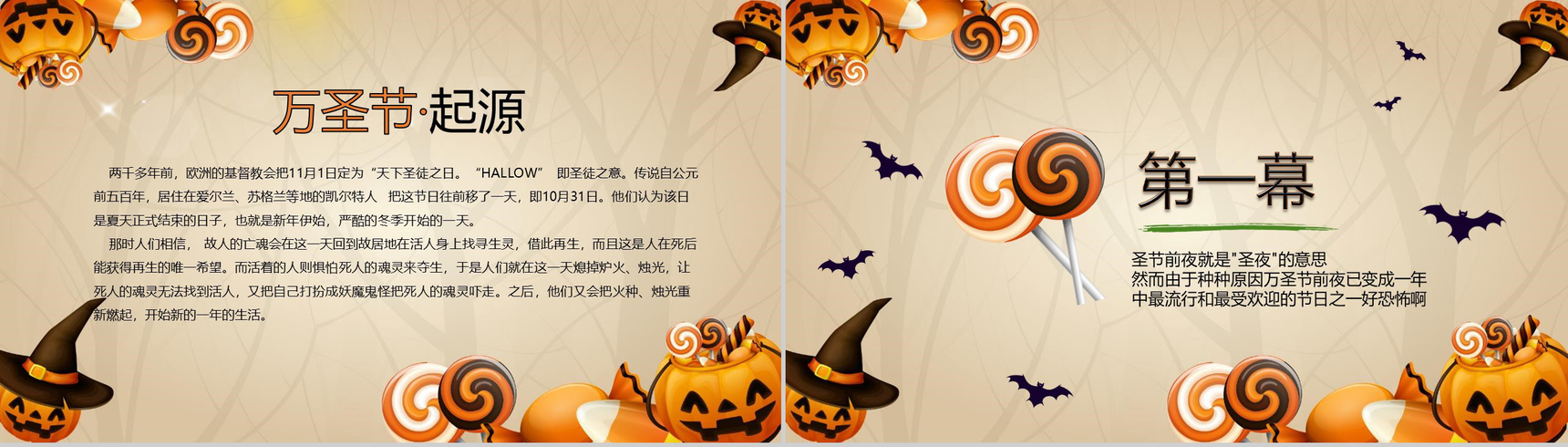 万圣节可爱简约通用主题班会PPT模板-2
