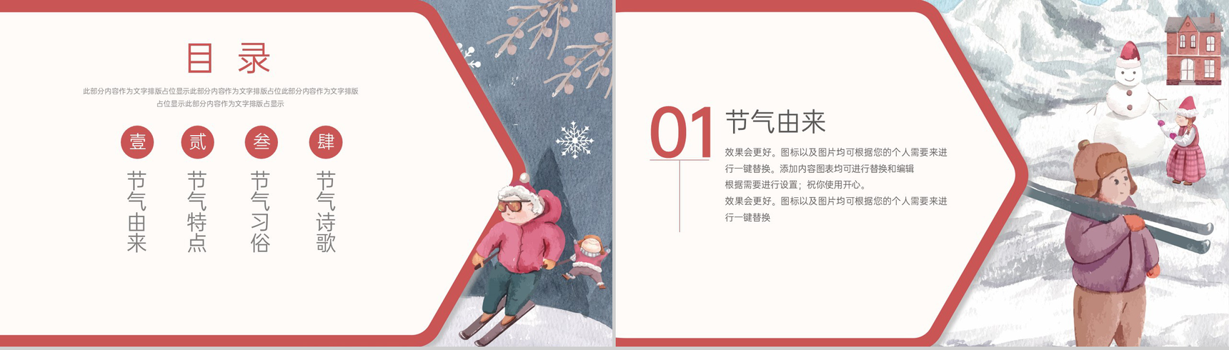 橙红二十四节气小寒节气习俗文化介绍PPT模板-2