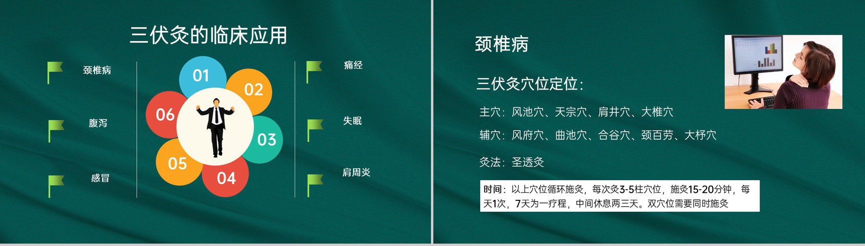 绿色简约风春夏养阳冬病夏治艾灸调理三伏灸PPT模板-4