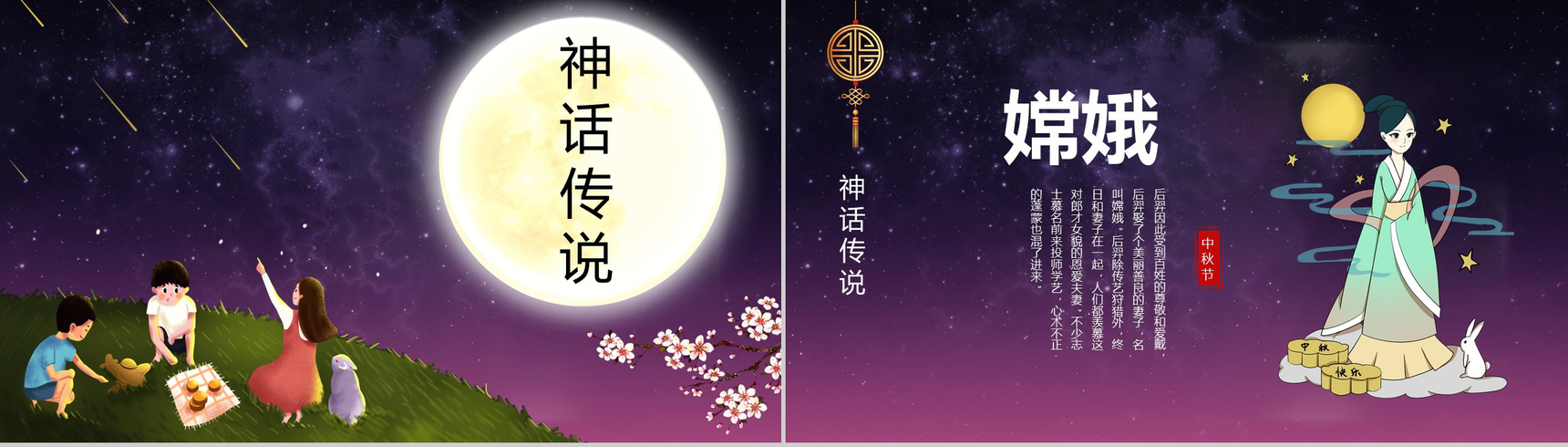 紫色唯美中国风中秋节传统节日简介PPT模板-5