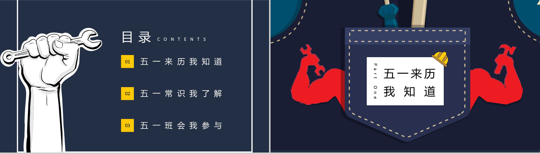 五一劳动节主题班会展开活动宣传PPT模板-2