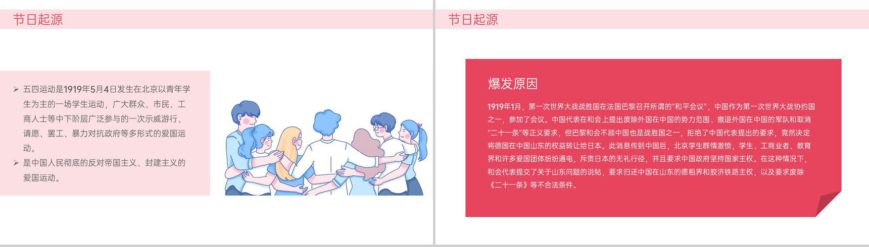 红色扁平风五四青年节节日来源科普介绍PPT模板-3