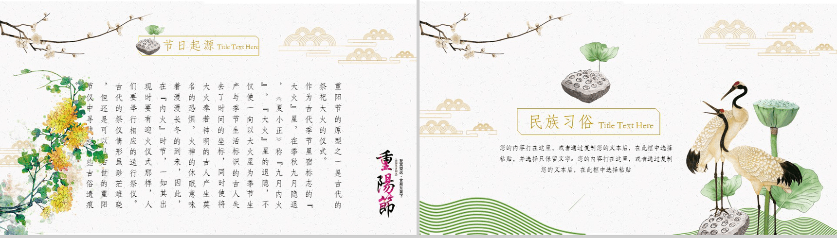 绿色清新九九重阳节民族风俗节日介绍PPT模板-4