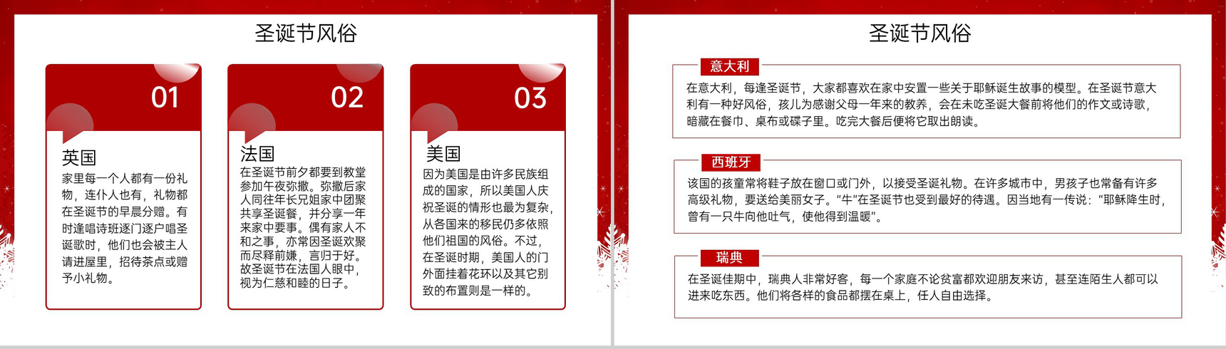 红色简约卡通风缤纷圣诞共享欢乐圣诞节宣传PPT模板-7