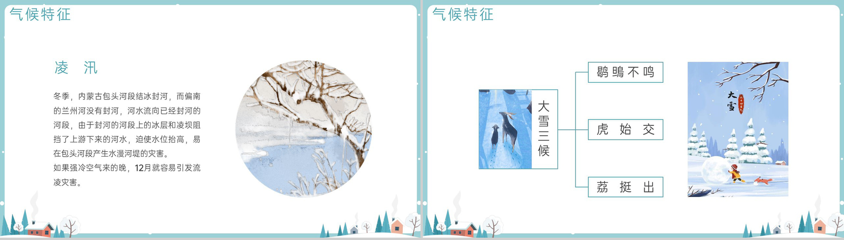 绿色简洁小清新风瑞雪兆丰年大雪节气宣传介绍PPT模板-5
