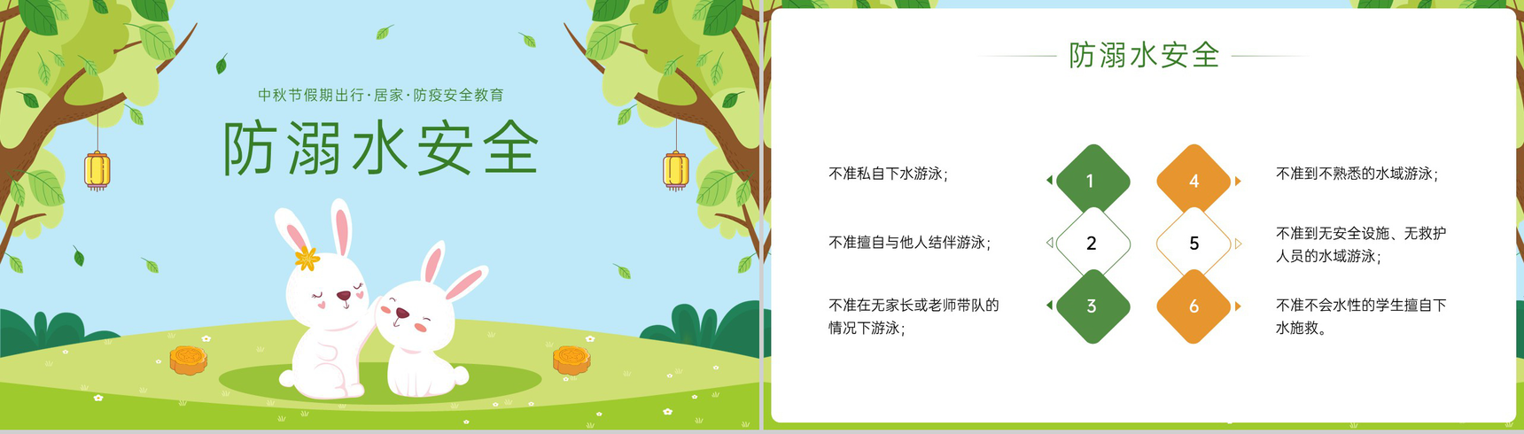 绿色卡通风中秋节放假通知假期出行注意事项PPT模板-3