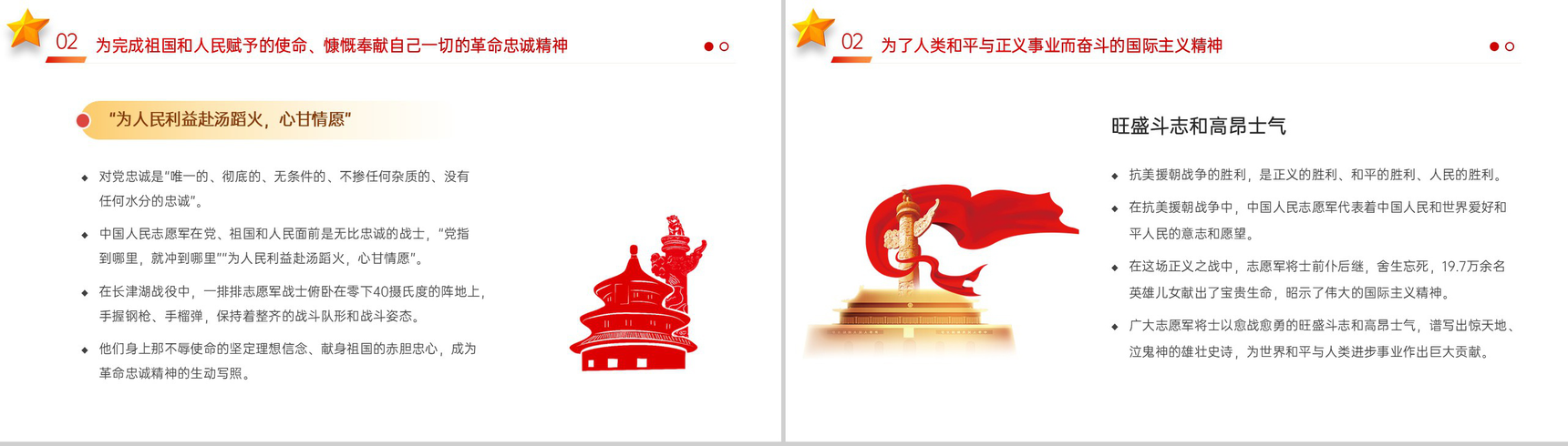 白色扁平化发扬伟大的抗美援朝精神党课学习PPT模板-8