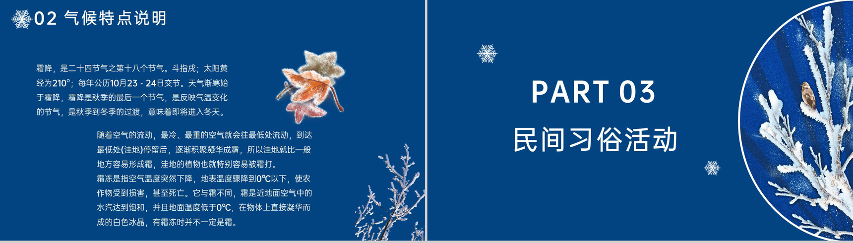 蓝色简约风传统节气霜降养生知识普及PPT模板-5
