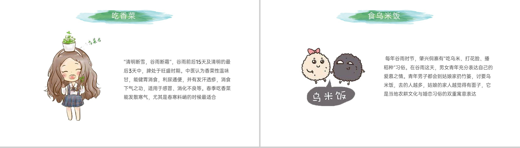 绿色小清新风二十四节气谷雨介绍主题班会PPT模板-11