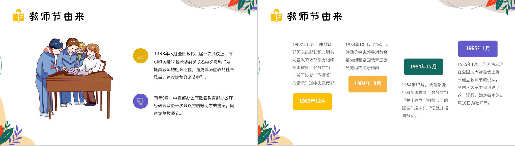 小清新黄色祝福全体老师教师节快乐PPT模板-6