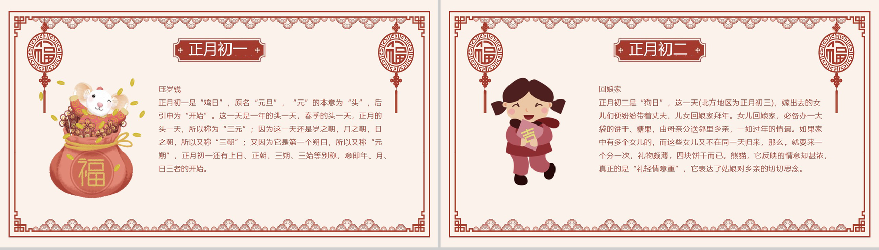 浅色调中国风中国传统佳节除夕节习俗文化介绍PPT模板-10
