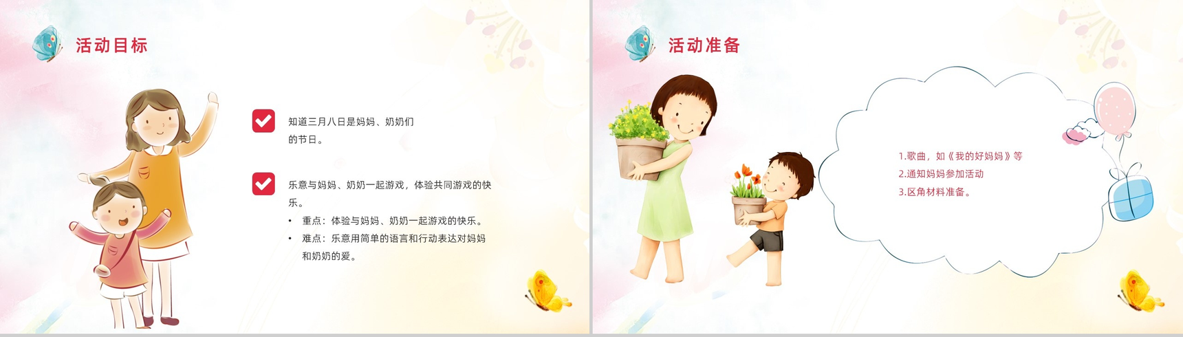 庆祝女神节感恩母亲幼儿园妇女节活动方案PPT模板-4