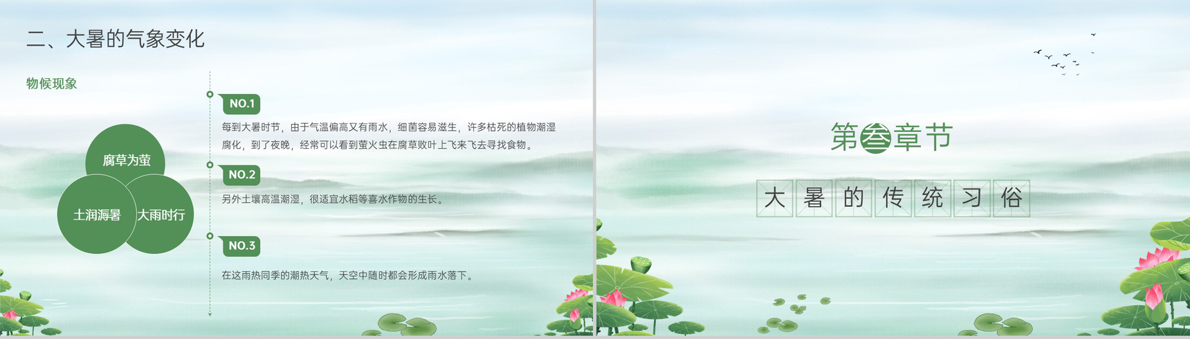 浅绿中国风传统二十四节气大暑节气相关介绍宣传推广PPT模板-5