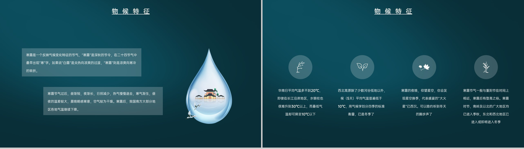 蓝色中国风传统节气介绍之寒露的物候特征PPT模板-4