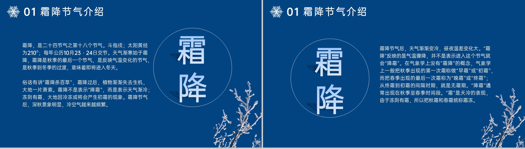 蓝色简约风传统节气霜降养生知识普及PPT模板-3