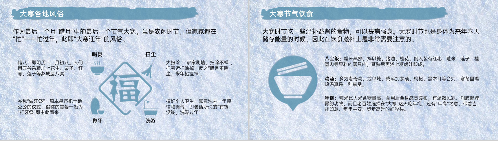 水绿色中国风二十四节气之大寒节气起源介绍PPT模板-6