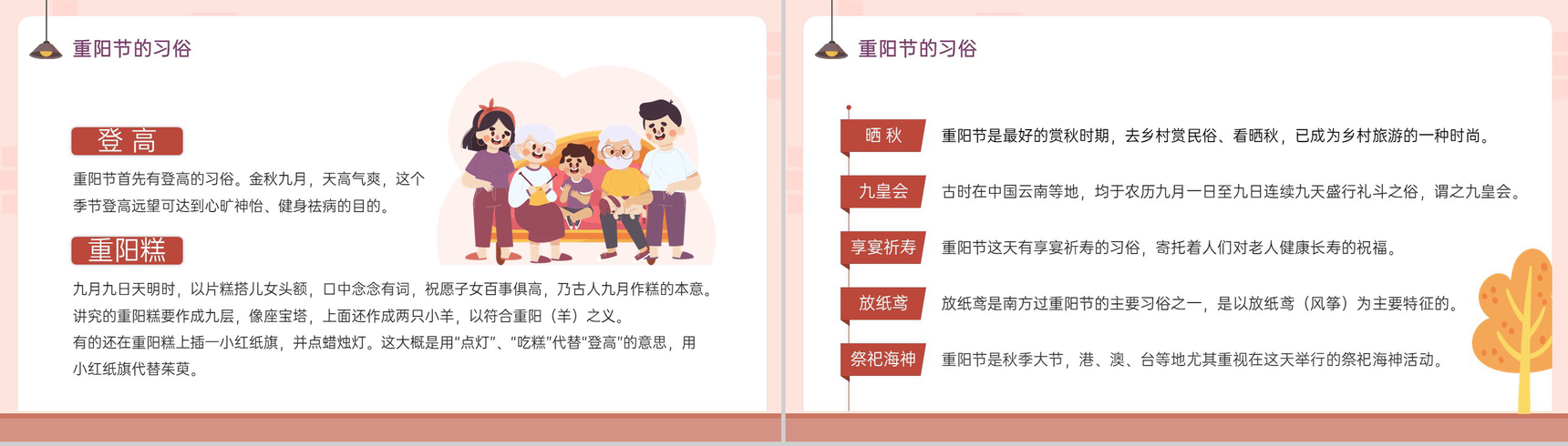 棕红卡通风重阳佳节介绍主题班会重阳节的起源PPT模板-5
