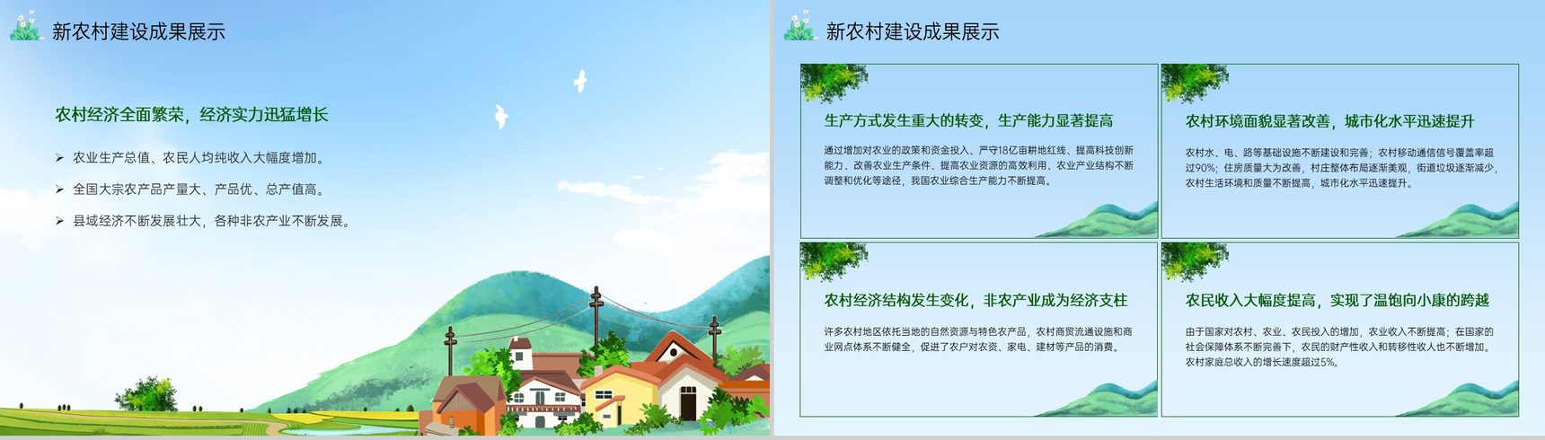 绿色扁平化精准扶贫助力农村新建设主题策划PPT模板-7